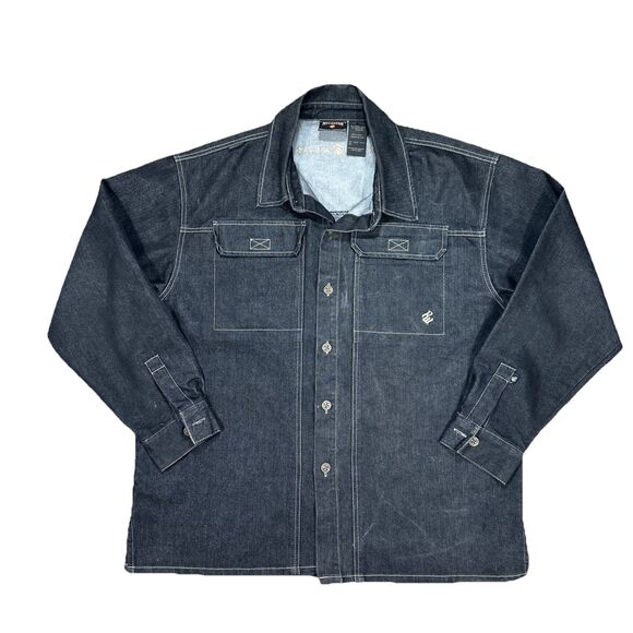 Vintage Rocawear Grey/Black Denim Jean Jacket Y2K 90s Hip Hop, Jay Z  Mens Sz XL - Picture 1 of 8